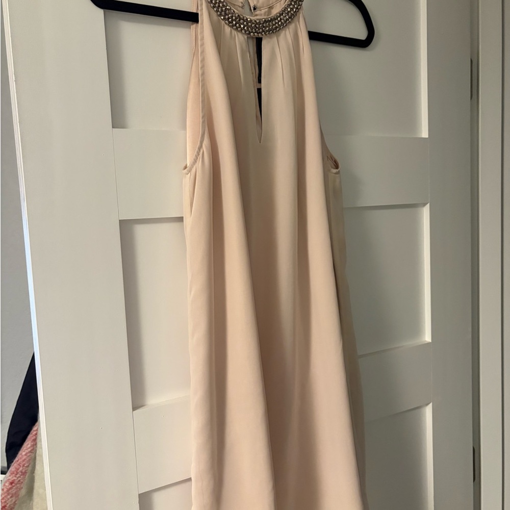 AKIRA Elegant Cream Backless Dress